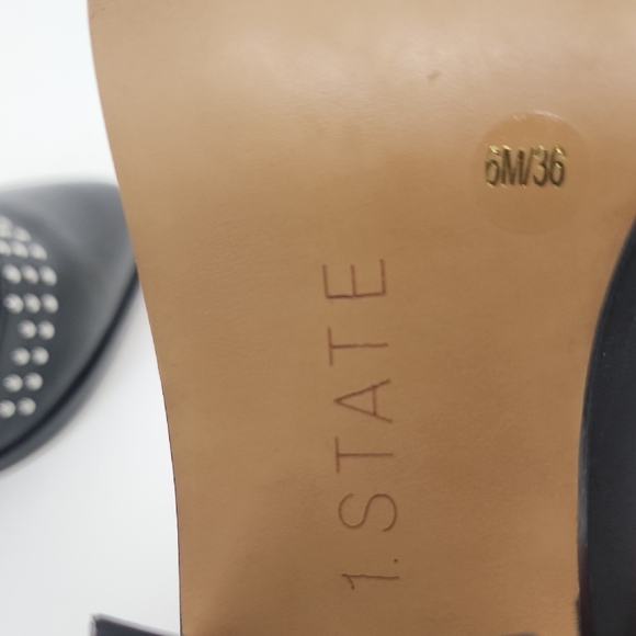 1.State Lon Black Genuine Leather Studded Mules Size 6 - Picture 7 of 8